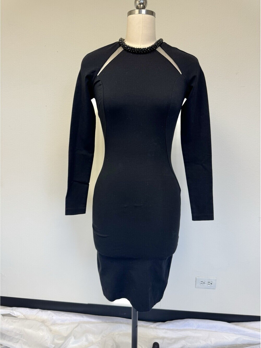 Stella Mccartney Black Dress Mesh Sz 38 Or Xs Long sleeve
